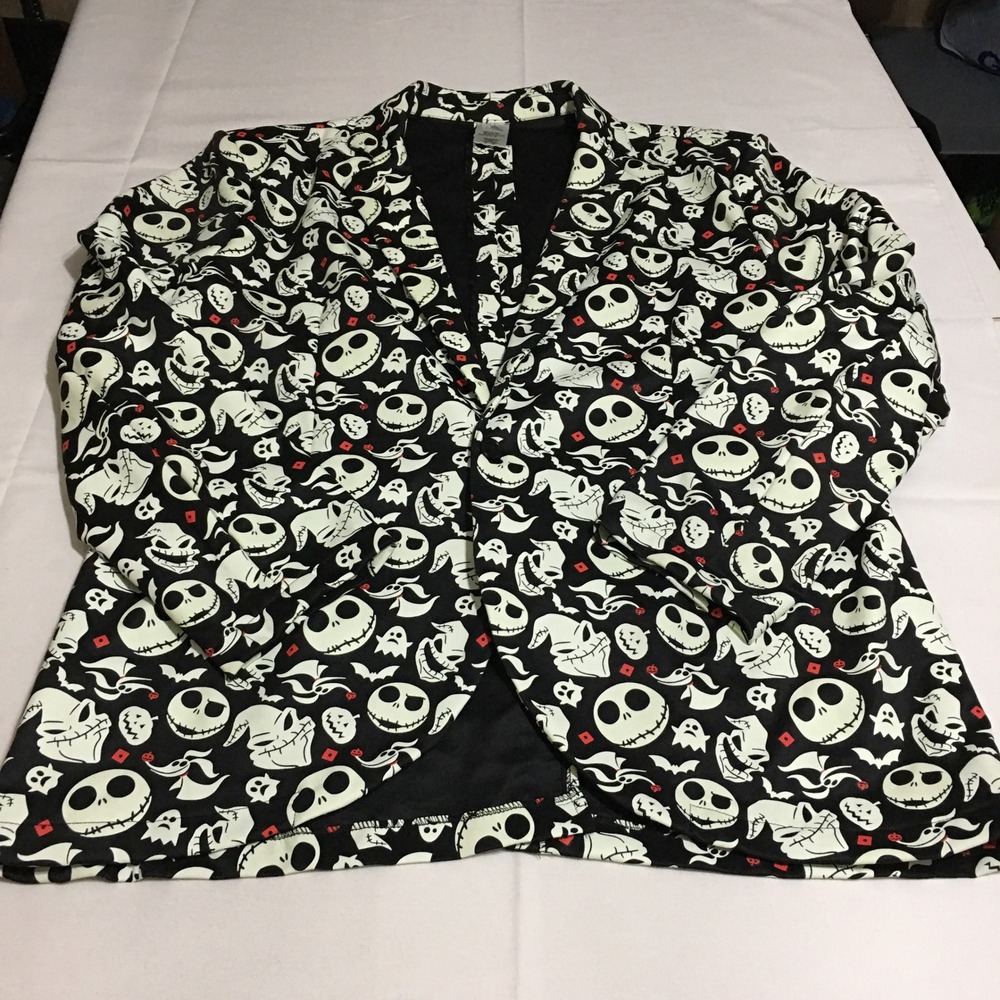 Disney Nightmare Before Christmas Blazer Large/XL Black Jack Skellington Pattern